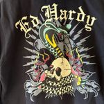 Ed Hardy  Black Snake  Skull Logo Cropped Zip Up Hoodie Sweatshirt SZ S #2290 Photo 8
