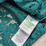 J.Crew  Green Teal Lace Elegant Blouse Top Shirt Ruffle Size S Small Photo 3