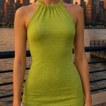 SheIn  Lime Green Halter Mini Dress Photo 0