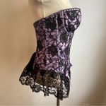 Frederick's of Hollywood Vintage Bustier Corset Purple Black Lace Bows 38 Medium Photo 1