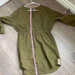 ZARA  Elastic Waist Khaki Green V-neck Tunic Dress size S Photo 8