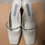 Charles and Keith NEW Gem-Embellished Square Toe Mules - Chalk Photo 5