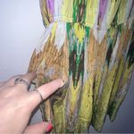 Charlie Jade  Silk Sleeveless Green Abstract Multi Color Print Dress Large Photo 3