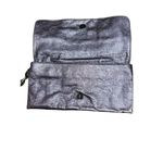 Guess  Blue Metallic Clutch Wristlet Gunmetal Hardware Magnetic Closure 12" x 5.5 Photo 3