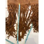 Reba Brown Leather Beautiful Jacket Fringe EUC Sz XL Lined Long Sleeves Crochet Photo 11