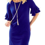 Lilly Pulitzer Lula Dress in Twilight Blue Sz XXS Ruffle Sleeve Preppy Vacation Photo 0