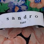 Sandro Eudelin Green 100% Silk Multicolor Floral Short Sleeve Romper Shorts Sz 4 Photo 3