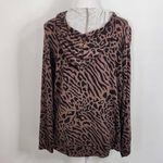 All Worthy Animal Print Hoodie Size XXS Brown and Black Leopard Print Top Photo 4