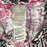 Chico's Chico’s Hot Pink Black & White Paisley Medallion Boho Print 3/4 Sleeve Top 1/M Photo 8
