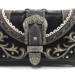 Western Leather Buckle Crossbody Wallet! Black Photo 0