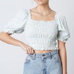 Cotton Candy LA Cropped Smocked Blouse Photo 1