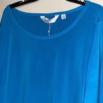 Allison Taylor  3X women’s blue 3/4 sleeve blouse poly spandex stretchy flowy Photo 3