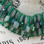 None Vintage Green Beaded Bib Necklace‎ Photo 1