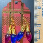 Blue And Purple Christmas Light Bulbs Pierced Earrings Photo 2