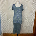 Monrow Camo Tee Shirt Dress Succulent Green Short‎ Sleeve Ruched Size US Small Photo 2
