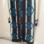 Rue 21 Western Aztec Print Sweater Duster Long Open Knit Teal Black Cowgirl Boho S Photo 2