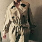 ZARA coat jacket overcoat trench duster long double breasted beige tan casual Photo 3