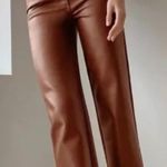 Aritzia Wilfred Melina Pants Vegan Faux Leather High Waist Brown Size 4 Photo 0