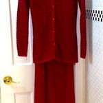 Barbara Lesser burgundy knit Cardigan and sleeveless maxi dress. Size S. Red Photo 1