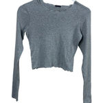 Brandy Melville Wynn long sleeve top in heather gray lettuce trim hem one size Photo 0