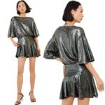 Free People  Manuka Sequin Mini Dress Women's Small Silver Drop Waist Party NWOT Photo 1