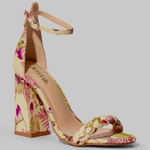 JustFab  Tami Sandal Yellow Floral Ankle Strap Sandals 10 Photo 0