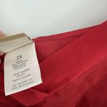 Massini  Red Satin Long Nightgown Dress Sheer Embroidered Floral Size 2X Plus Photo 4