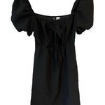 H&M Divided Mini Dress Womens Small Black Short Puff Sleeve Scoop Key Hole Neck Photo 0