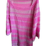 Pink Lily  Square Neck Long Sleeve Cropped Oversized Net Sweater Size Medium Photo 0