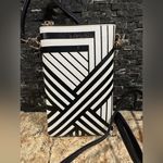 OTG 24/7 Crossbody Purse Wristlet Call Phone Bag Black White Stripe Geo New Photo 0