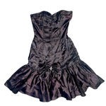 Vintage 80s Steppin Out Strapless Black Cocktail Dress Bow Rhinestone 3 Satin Size undefined Photo 0