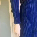 Nuit Vintage 80s Crepe Dress 10 Sequin Wasp Belt Blue Longsleeve Cocktail Formal Photo 3