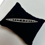 1928 Victorian Revival Silver Bar Brooch Pink Blue Rhinestones Photo 0