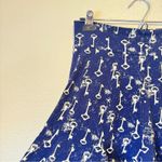 Effie’s Heart Blue Key Print Circle Skirt Women XL Retro Pinup Rockabilly Modest Photo 2