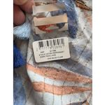 Palme Blue Tropical Palm Bird Metallic Stripe Tassel Fringe Scarf Wrap Accessory Photo 5