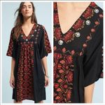 Anthropologie  Rala Embellished Medallion Dress Black & Red V-Neck XSP Photo 1