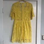 Socialite bright yellow lace mini dress sheer back v neck women’s size large Photo 2