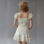 En Saison Yellow Floral Eyelet Mini Dress Puff Sleeve tie Open Front Women’s M Size M Photo 2