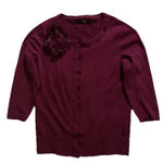 The Limited  Maroon Floral Cotton Lightweight Sweater Cardigan Women’s M Photo 0
