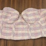 ZARA  Plaid Tweed Corset Crop Bandeau Top, pink cotton blend Sz xs Photo 3