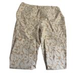 Liz Claiborne  Emma Dress Pants Leaf Print Pockets Straight Leg Cropped Tan Sz 12 Photo 4