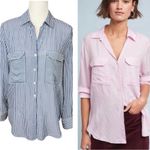 Maeve  by Anthropologie‎ Zadie Striped Button Down Top Size Small Photo 3