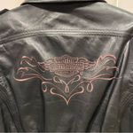 Vintage black leather Harley Davidson biker babe moto buttery belted jacket Size L Photo 4