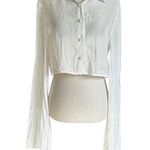 Princess Polly  White Collared Crop Top Women's Shirt Size 4 | 73-38 Photo 0