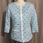 Coldwater Creek  size 6 3/4 sleeve hidden hook close multi aqua blue green Photo 10