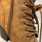 JUST FAB Heeled Lace Up Boot Brown-9 Photo 7