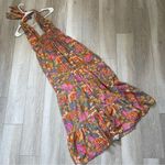 Floral Bohemian Dress retro halter tiered maxi Orange Gray (small) party summer Photo 0