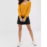 Abercrombie & Fitch Women's Mustard V-Neck crochet Sweater Size L Photo 2
