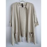 Marla Wynne Tan Boxy Cardigan Poncho Open Front w Pockets Size M/L Linen Blend Size L Photo 14