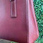 Burberry Saffiano Leather Tote in Bordeaux/Burgundy Excellent Preloved Photo 8